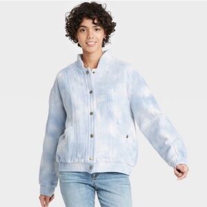 Universal Thread Women's Tie Dye Blue Bomber Cotton Jacket Size S